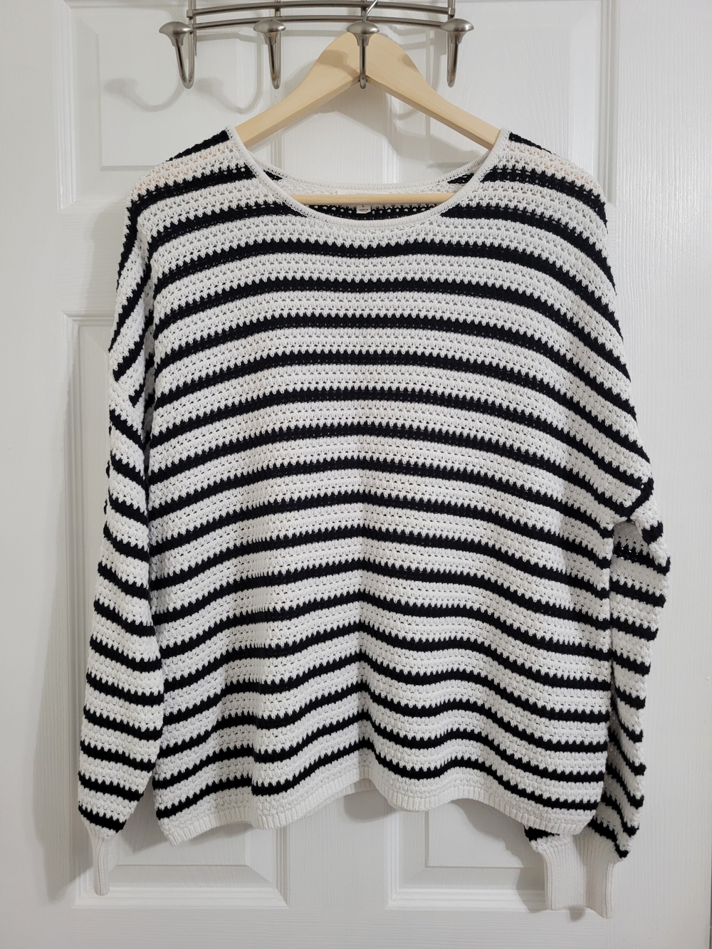 Blu Pepper Black and White Striped Cotton Sweater